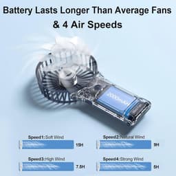 Draagbare USB Mini Ventilator met Spiegel - Stil, 4 Snelheden, 2000mAh, Perfect voor Thuis en Reizen — thumbnail 1