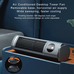 Bladloze Torenventilator met 3 Snelheden - 10 Inch Zwijgende Desktop Fan voor Thuis en Kantoor — thumbnail 4