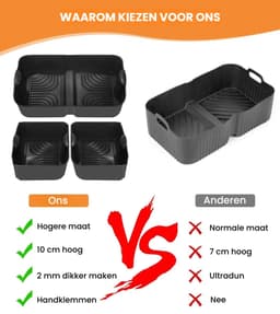 Ninja Airfryer Siliconen Accessoires 4-delig - Zwarte Bakplaten voor Ninja Foodi Flexdrawer 10.4L AF500DE/COSORI 10L - Ovenbestendig 240°C - Magnetron & Vaatwasserveilig - Herbruikbare Roosters — thumbnail 3