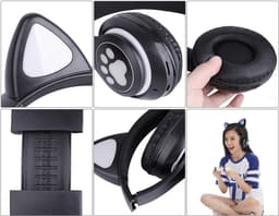 Draadloze Bluetooth Koptelefoon met FM, MP3 & LED Kattenoren–bluetooth koptelefoon–bluetooth headset– Draadloze Koptelefoon voor Kinderen–Led Verlichting –Katten Oortjes–zwart–55640 — thumbnail 5