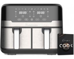 900W Hot Air Fryer 9L met LED Touch Screen en 11 functies | Dubbele friteuse