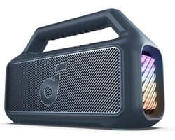Buitenspeakers met krachtige bas, 80W, subwoofer, 24 uur speeltijd, IPX7 waterproof, drijvend, RGB-verlichting, USB-C, Bluetooth 5.3, draagbare speaker voor buitenactiviteiten