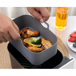1 stuk - Opvouwbare siliconen bakvorm - Rechthoekige siliconen bakvorm voor airfryer - Zwart — thumbnail 4