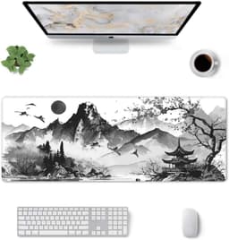 Gaming muismat - muismat xxl - muismat - Muismat in inkttekeningstijl - Antislip rubberen muismat - Natuurlijk rubber - 30×80×0,3 cm - Inktwas — thumbnail 6