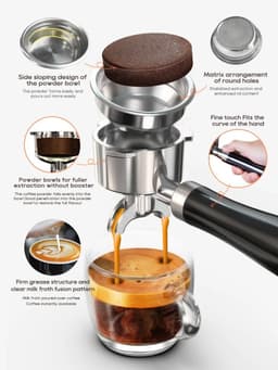 Trendique - Espressomachine - Koffiezetapparaat - Koffiemachines - Roestvrijstaal - zilverkleur -58 mm filter - 20 bar druk — thumbnail 4