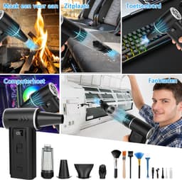 Elektrische luchtblazer 2 in 1 - persluchtreiniger en stofzuiger - tot 180000 rpm - 8000 mAh accu - digitaal display - voor pc en toetsenbord reiniging — thumbnail 5