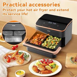 Spatdeksel Voor Airfryer - Airfryeraccessoire - Roestvrij Staal - Compatibel Met De Cosori 10L Dual Flame/Dual Fryer Airfryer - Magnetische Spatdeksel Van Roestvrij Staal - Gemaakt Van Duurzame Materialen — thumbnail 5