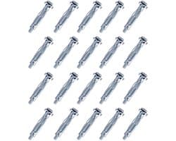 20 Pcs Spreader Plugs M8 x 65 Hollow Wall Plugs Metal Cavity Metal Plugs Spreader Plugs Metal Galvanized Hollow Wall Plugs for Home Decoration and Plasterboard Mount