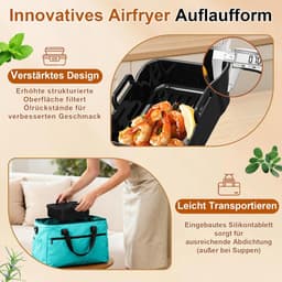Accessoires Gescht voor Ninja Foodi Max Dual Zone AF400EU 9,5L/Foodi Flexdrawer AF500EU 10,4L, Siliconen Ovenschalen met Deksel Herbruikbare Siliconenvorm Accessoires voor Andere Dual Zone Airfryer — thumbnail 5