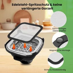 Airfryer accessoires Gescht voor Ninja CRISPi 1x roestvrij staal fijnmazige spatbescherming + 1x siliconen hittebestendige onderlegger voor Ninja heteluchtfriteuse FN101EUGY, FN101EUST en — thumbnail 3