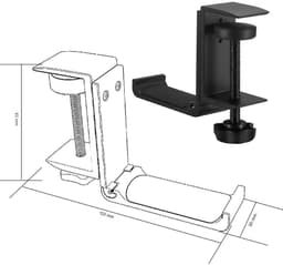 Koptelefoon Standaard – Headset Hanger – Koptelefoon Houder voor onder Bureau – Verstelbare Headset Stand – Hoofdtelefoon Headset Houder Bureau – Universele Koptelefoon Haak - Geschikt om hoofdtelefoons aan op te hangen - Zwart — thumbnail 4