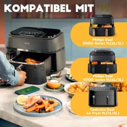 Accessoires Siliconen Heteluchtfriteuse Gescht voor Philips Dual Basket Airfryer 3000-5000 Serie 9L(6L/3L), Airfryer Siliconen voor Cookwise Dual Zone 9L(3L/6L) — thumbnail 8