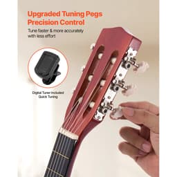 30-Inch Klassieke Gitaar Starter Kit, Houten Akoustische Gitaar voor Beginners, Inclusief Nylon Snaren, Gig Bag, Riem, Tuner, Extra Snaren, Pick en Capo, Ideaal voor Kinderen, Studenten en Beginners, Sunburst Afwerking — thumbnail 5