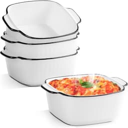 Set van 4 Kleine Keramische Ovenschalen voor Airfryer en Oven - 400 ml, Vierkante Bakvormen — thumbnail 1