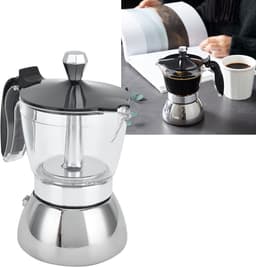 Hob Modern Clear Percolator - Stainless Steel Italian Glass - 4 Cups - Coffee Maker - Stove Mokapot - Keukenbenodigdheden — thumbnail 3