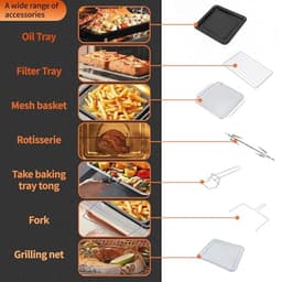 Mini Oven met Airfryer Functies - 14L, 1800W, 11-in-1 met Aanraakscherm en 7 Accessoires — thumbnail 2