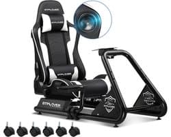 GTPLAYER - Simulator Cockpit - Met Luidsprekers en Stuurwiel Steun - Wit