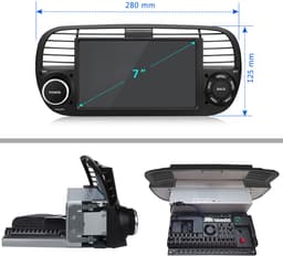 HexinexMarket Quad-Core autoradio Geschikt voor Fiat 500 (2007-2015) - Draadloos CarPlay, Android Auto, multimediaspeler, 2GB+64GB, Black — thumbnail 3