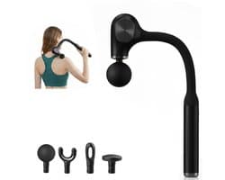Home Vibes® Massage Apparaat voor Nek, Rug, Schouders en Benen - Massage Gun - Professioneel Massageapparaat - Lange Ergonomische Hendel - 4 Opzetstukken - 5 Standen - Draadloos - Zwart