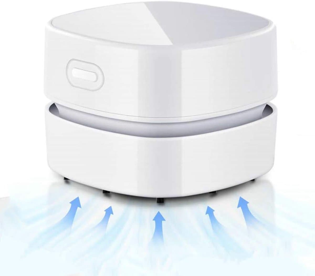 Mini stofzuiger-kleine stofzuiger-Mini draadloze tafelstofzuiger - USB oplaadbaar - 360° draaibare tafelstofzuiger - Handheld stofzuiger voor het verwijderen van stof, borstelhaar en vuil - Wit - 7,9 x 7,9 x 6 cm — afbeelding 1