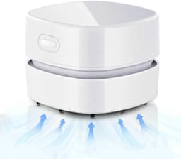 Mini stofzuiger-kleine stofzuiger-Mini draadloze tafelstofzuiger - USB oplaadbaar - 360° draaibare tafelstofzuiger - Handheld stofzuiger voor het verwijderen van stof, borstelhaar en vuil - Wit - 7,9 x 7,9 x 6 cm — thumbnail 1