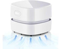 Mini stofzuiger-kleine stofzuiger-Mini draadloze tafelstofzuiger - USB oplaadbaar - 360° draaibare tafelstofzuiger - Handheld stofzuiger voor het verwijderen van stof, borstelhaar en vuil - Wit - 7,9 x 7,9 x 6 cm