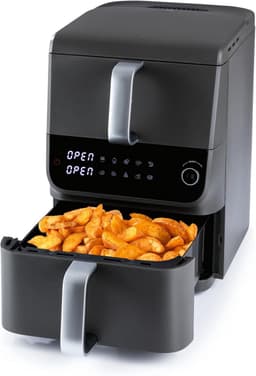 Heteluchtfriteuse Dubbel - Multikoker Verticale - Gelijk Koken - Twee Kamers - 10 Liter - Grijs — thumbnail 5