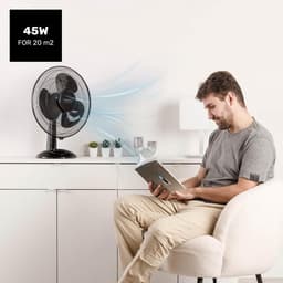 Stilstaande Tafelventilator 40 cm - Krachtige 45W Ventilator met 3 Snelheden en Oscillerende Functie — thumbnail 1