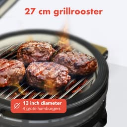 KitchenBrothers Kamado BBQ - 13 Inch Houtskool Barbecue - 27⌀ cm - PFAS-vrij - Deluxe Set - Egg BBQ met Accessoires inclusief Hoes - Grijs — thumbnail 4