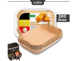 Chef's gear 200 Stuks Airfryer bakpapier- Bakppaier Airfyer - Airfryer Wegwerpbakjes - Rechthoek - 14-22 Centimeter - Bakpapier - Airfryer Accesoires - Luchtfriteuse Wegwerp Bakjes