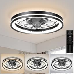 VIN® Plafondventilator Met Verlichting - Smart Lamp Met Afstandsbediening – Plafonniere Keuken Lamp Met 24 Ventilatiesnelheden - Woonkamerlamp – Plafond Ventilator Lamp - 3000-5500 K - Wit — thumbnail 1
