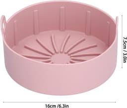 Siliconen Pan, Herbruikbare Siliconen Pan Airfryer Vervanging Siliconen Pan Keuken Elektrische Friteuse Mandbak Bakaccessoire ‑20℃‑220℃(16CM een roze) — thumbnail 4