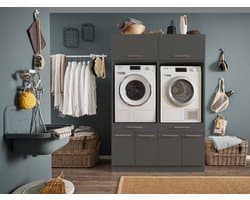 Arkon Duo Wasmachine kast met bovenkasten- Antraciet - Hoogte 200cm