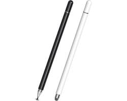 2-delige stylus, tabletstylus, 2-in-1 stylus, compatibel met alle tablets en smartphones, Geschikt voor iPhone, iPad, Samsung, Lenovo, Surface, Huawei, Xiaomi, Android, iOS, etc. (Zwart + Wit)