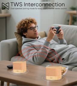 Bluetooth Speaker - Draagbare Bluetooth Mini Speaker - Draadloze Speaker - Draadloze Muziek Box - 3 uur lang muziek luisteren - Draadloze verbinding tot 10 m - Houtkleur — thumbnail 4