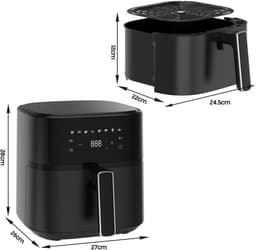 Dewelling 625A Airfryer - XL 6,5L - Kompakt Heteluchtfriteuse met Metalen Binnenmand - 1700W - Zwart — thumbnail 9