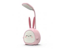 Mini draagbare LED-nachtlamp in de vorm van een konijn - Opvouwbare, oplaadbare leeslamp met USB-aansluiting - Geschikt voor slaapkamers en kinderkamers - Roze konijn