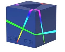 Fivesquare MiniCube LED Speaker – Mini Bluetooth Speaker met Ritme-Reactieve RGB Licht & AUX/TF Ondersteuning Blauw