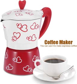Duurzame rode espressokop voor thuisgebruik - Moka Pot - Licht koffiezetapparaat - Cappuccino en Latte maker - Rood - Verschillende maten — thumbnail 5