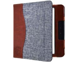 Hoesje Geschikt voor Kobo Libra H2O Sleepcover Jeans Style Hoes Grijs - ereader hoesje - cover