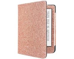 Hoesje Geschikt voor Kobo Clara 2E Sparkle Sleepcover - Book Case Hoes Cover - Roze - ereader hoesje - cover
