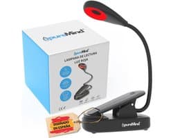 Rote Leseleuchte Wiederaufladbar mit Flexibler 360º Hals - 3 Helligkeitsstufen für Optimales Lesen