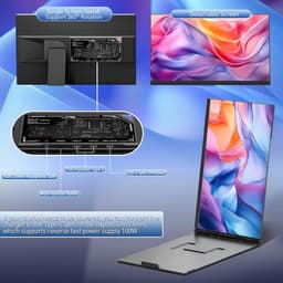 15,6-inch Draagbare Externe Laptop Monitor 1080p FHD IPS Scherm - 120% sRGB - HDMI, USB-A & Type-C Aansluiting - Plug & Play voor Windows, Mac & Android — thumbnail 4
