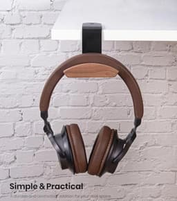 Hoofdtelefoonhouder van Walnoot met Dubbel Gebogen Ontwerp - Compatibel met Alle Hoofdtelefoonmaten — thumbnail 3