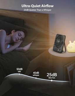 Oplaadbare bureauventilator - Draagbare en ultrastille ventilator voor kantoor en slaapkamer — thumbnail 4