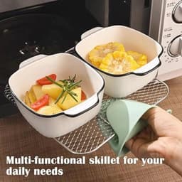 Set van 4 Kleine Keramische Ovenschalen voor Airfryer en Oven - 400 ml, Vierkante Bakvormen — thumbnail 2