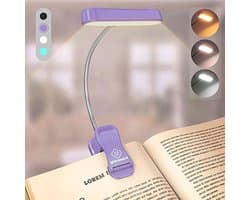 Oplaadbare horizontale leeslamp met oogvriendelijk licht, 3 kleuren en 5 helderheden, ideaal voor lezers