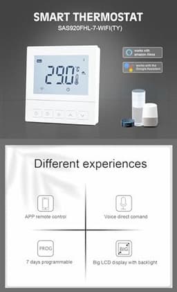 Wireless Thermostat for Gas Boiler, Room Thermostat Compatible with Boiler and Valve, Remote Control App/Voice Control, Programmable 7 Days, LCD Touch Screen with Backlight for — thumbnail 4