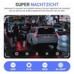 Dashcam voor auto - Dual Lens - WIFI & APP - Full HD - 170° Groothoek - Beweging Detectie & Parkeer Modus - G-Sensor - Loopopname - Micro SD 32GB — thumbnail 2