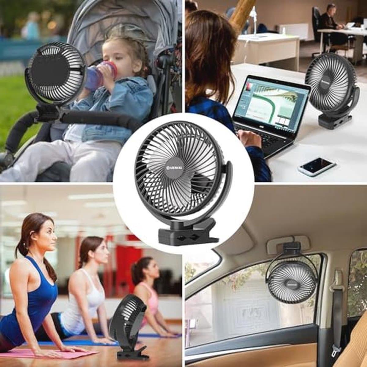 Oplaadbare 10000 mAh Clip-on Ventilator met Afstandsbediening en LED-verlichting — afbeelding 1
